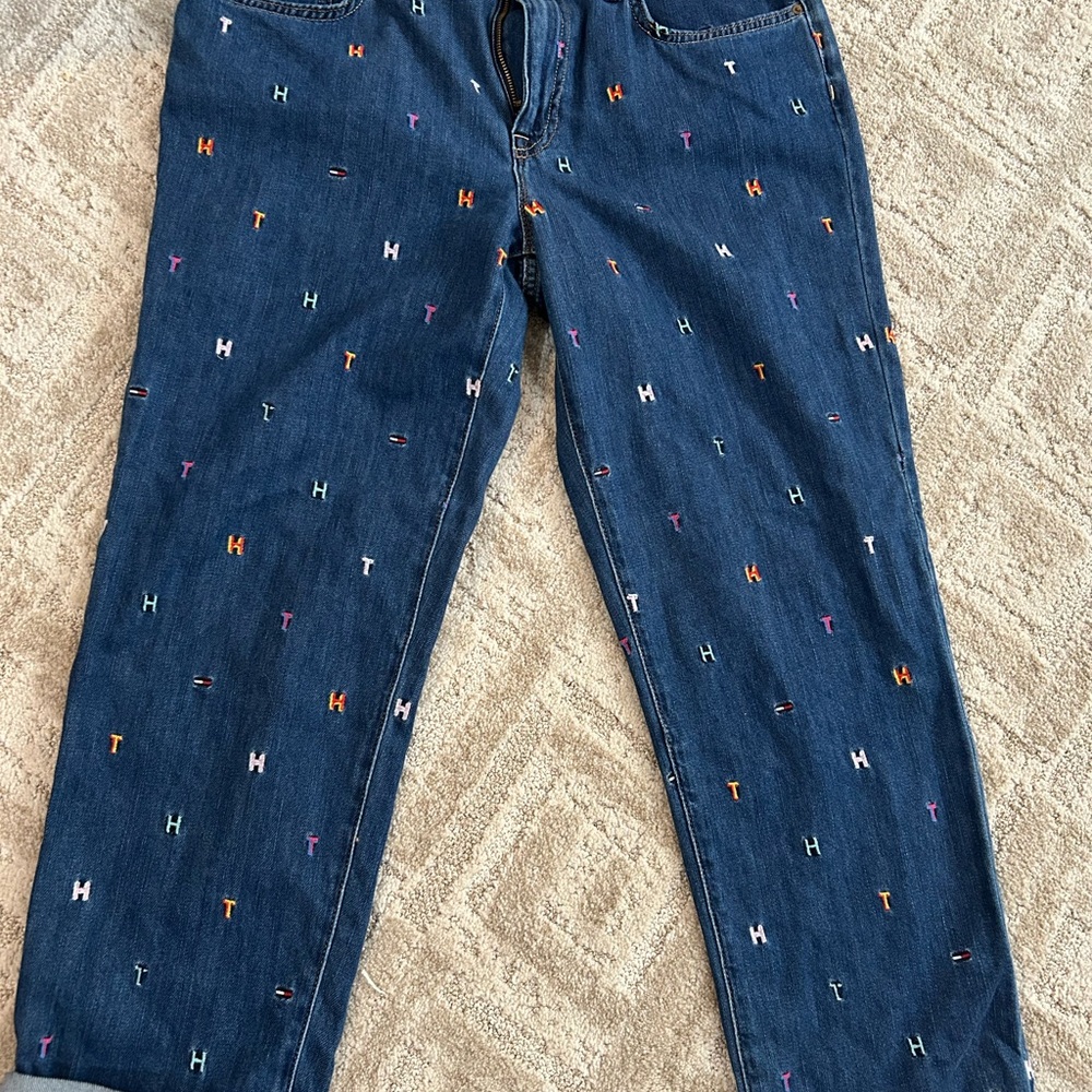 Tommy Hilfiger Dark Blue Embroidered Boyfriend Jeans